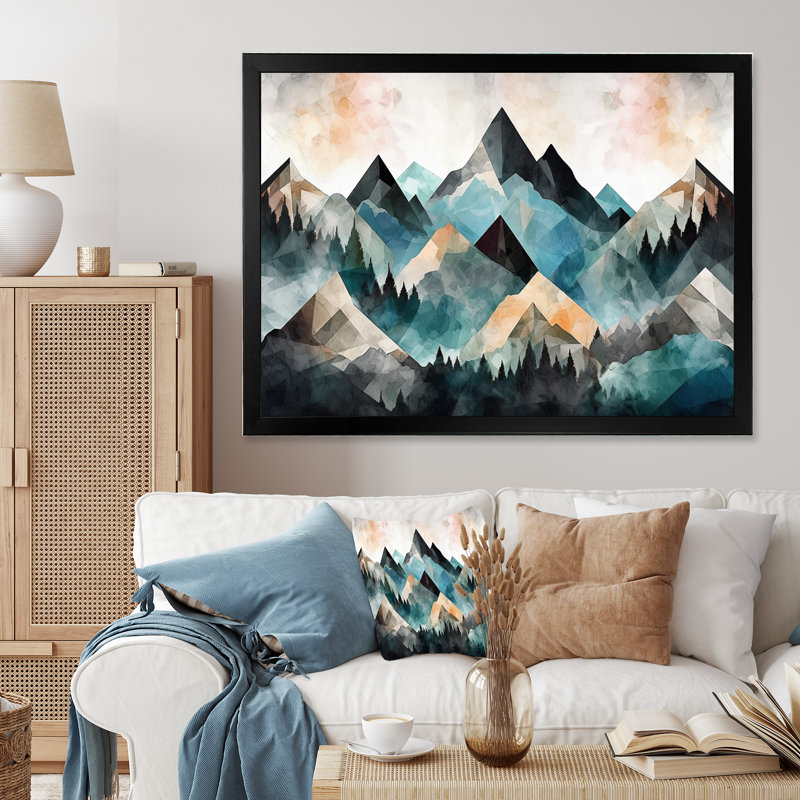 Minimalisme Winter Mountains III - impression, Cadre simple noir, H 12 po x l 20 po x P 1 po