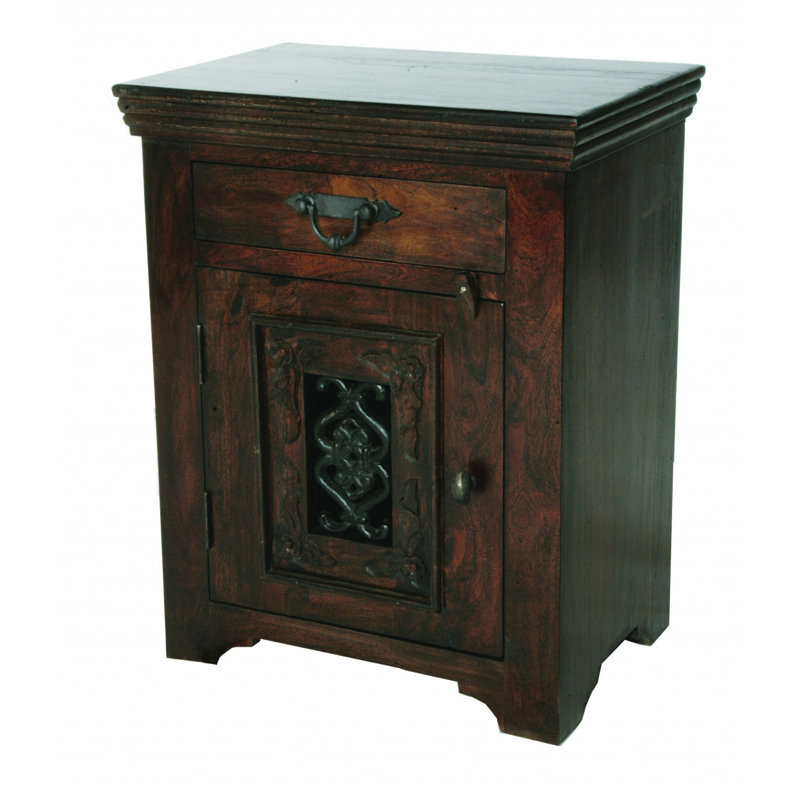 Table de chevet 30 tiroirs en bois massif brun foncé 30 po