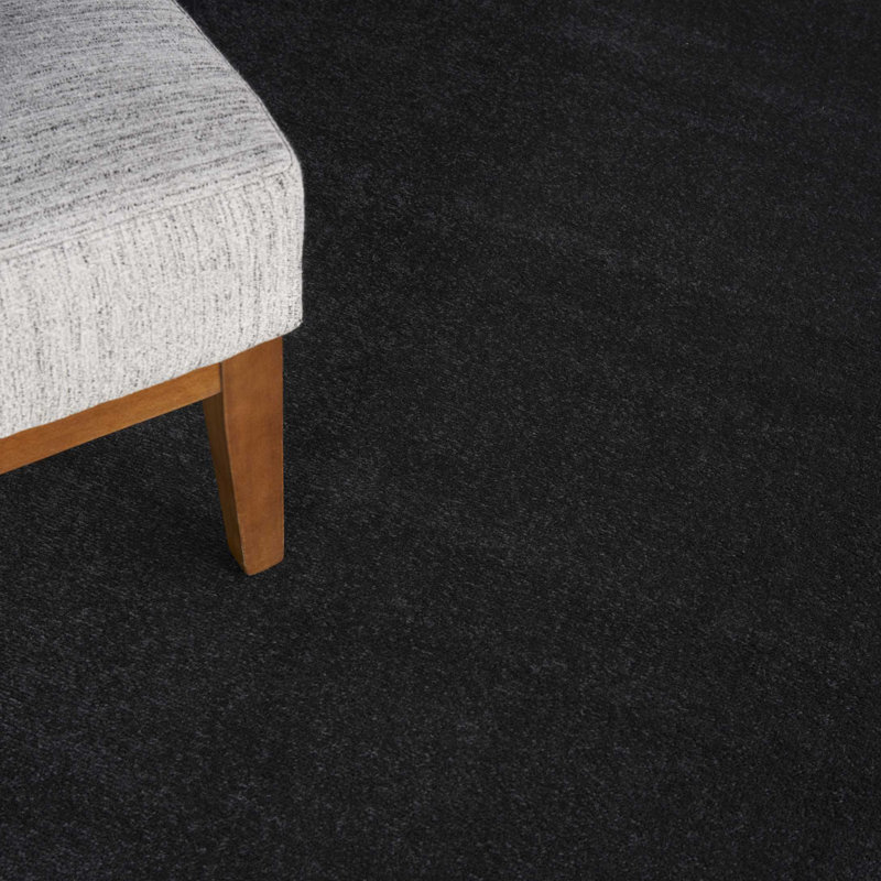 Mullican Sandy Solid Black Easy Care Indoor/Outdoor Area Rug, Square 7'