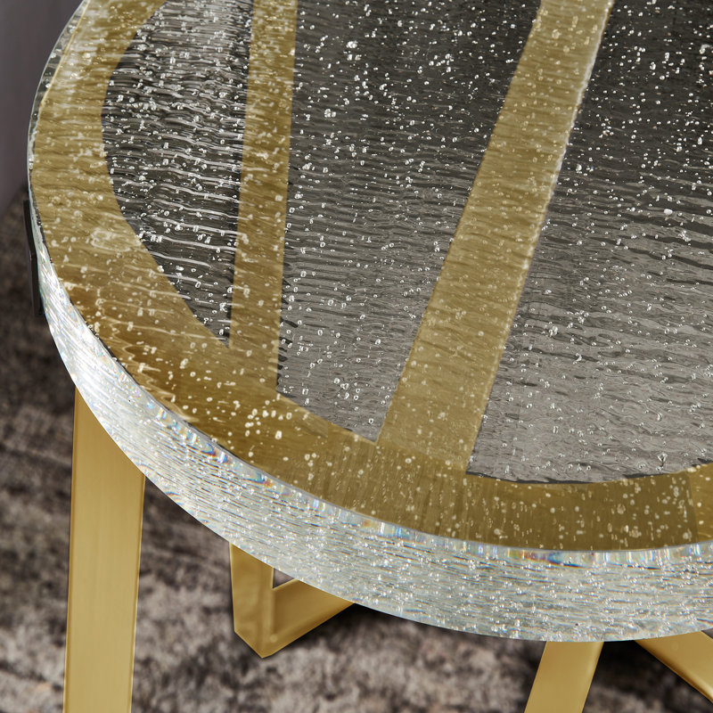 Degolier Cast Glass Top End Table, Brass