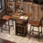 37.4" Square Bar Table, Wooden Bistro Pub Table With 9-bottle Wine Storage