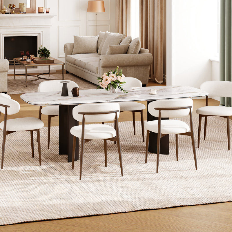 Chaises de salle à manger modernes modernes en métal beige de 2 pour la cuisine et le café, espace mince - Efficace avec grain de bois, structure, surface facile à nettoyer