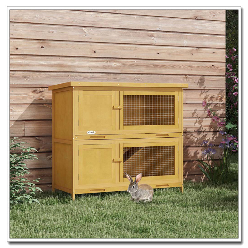 Toit en bois pour petits animaux avec rampe et toit amovible