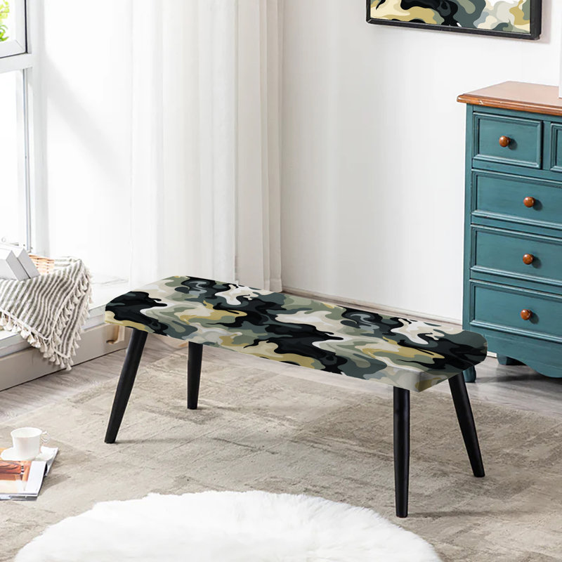 Industrial Edge - Camouflage Upholstered Black Bench
