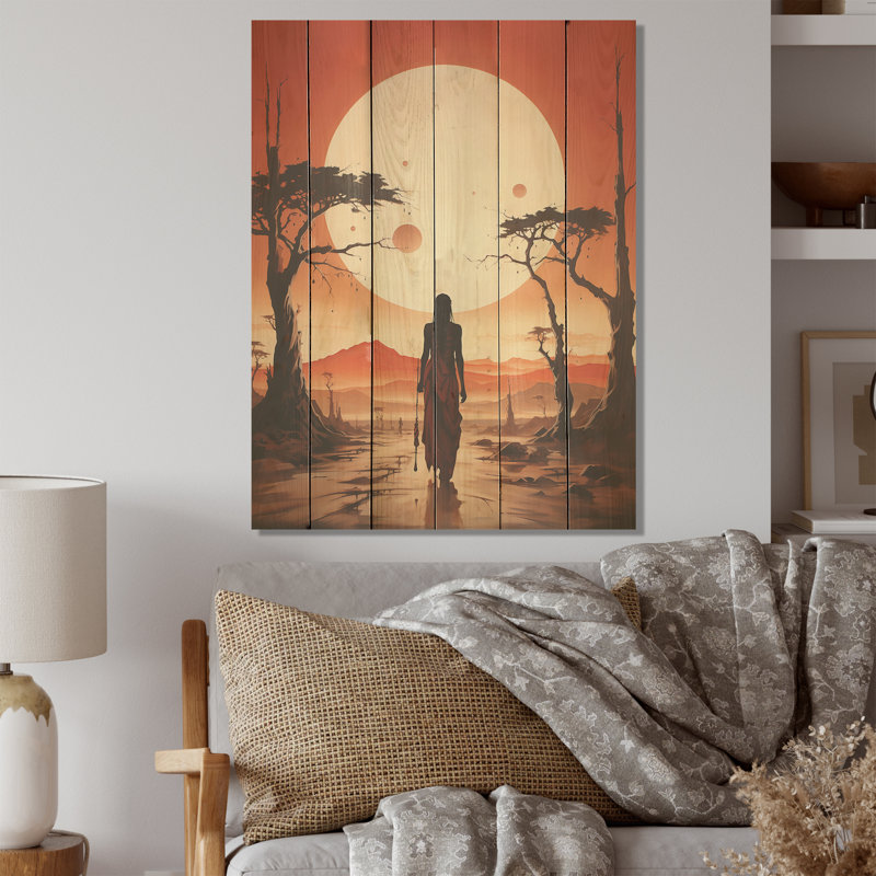 Art tribal africain sur bois de pin naturel, H 40 po x l 30 po