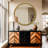 Metal-Framed Beaded Wall Mirror ,Circular Accent Mirror in Gold.-1200403372-1200403377