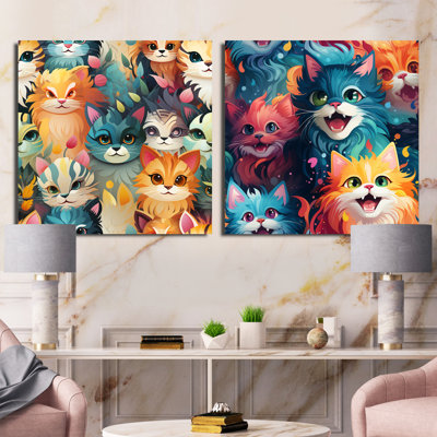 Ensemble de 2 papiers peints Curious Feline Army For Kids - animaux