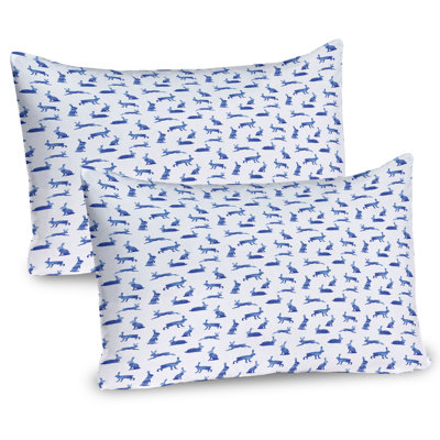 Ambesonne Bunny Pillow Sham 2 Pack Watercolor Effect Pattern Cobalt Blue Sky Blue -  pil-2_95548_36x20