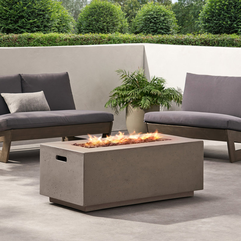 Foyer d'extérieur extérieur en fer au propane, H 14,9 po x l 40,2 po x P 18,9 po, Gris clair