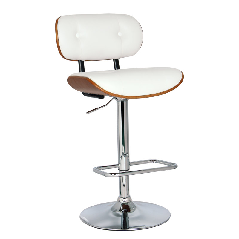 Camacho Swivel Adjustable Height Swivel Bar Stool, White