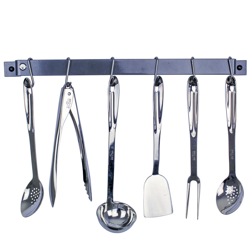 Handcrafted Wall Mounted Pot Rack, 3" H x 30" W x 3" D, Graphite Blue