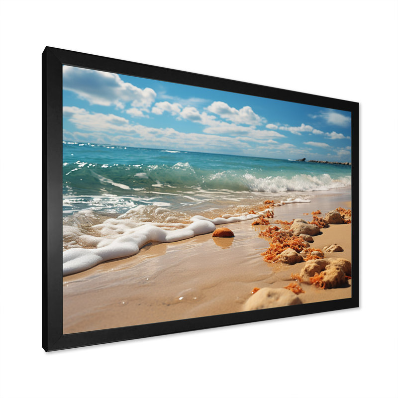 " Beach Sunkissed Sands I ", 24" H x 32" W x 1" D, Black Picture Framed