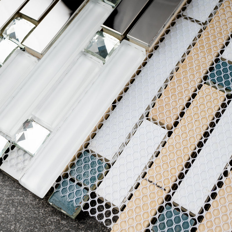 Carreau de mosaïque linéaire micro-biseauté Supreme, Blanc