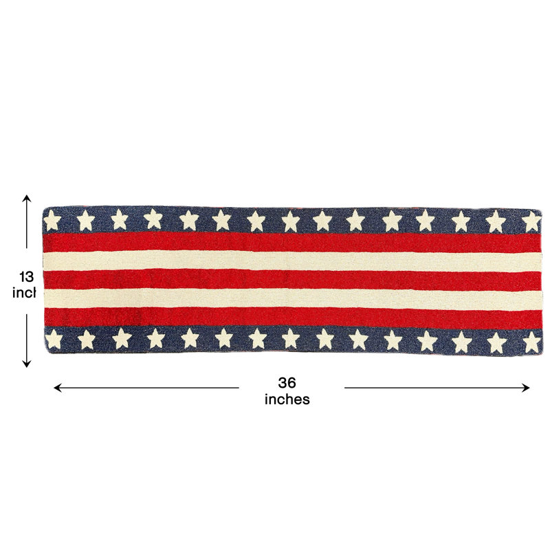Chemin de table Consuella Patriotic American Flag, Rectangle de 54 po