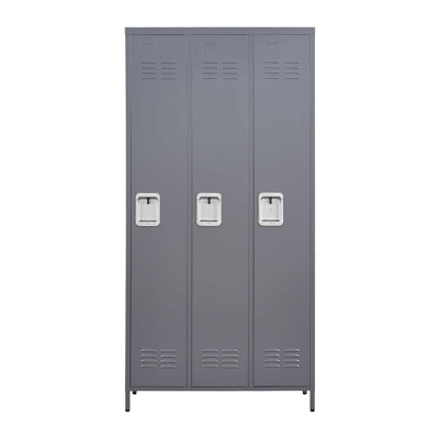 3 Door 72"H Metal Lockers With Lock For Employees,Storage Locker Cabinet  For Home Gym Office School Garage,Gray