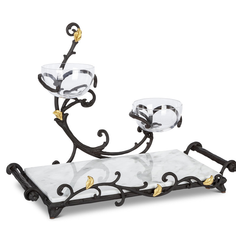 Fleur De Lis Living Emersyn Aluminum and Marble Tray