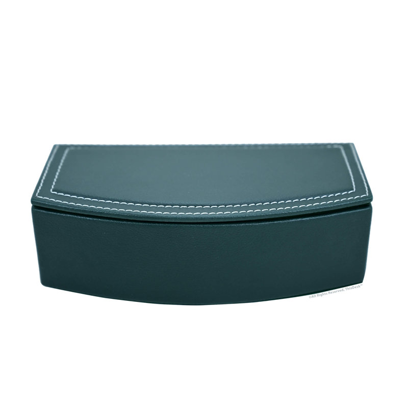Ensemble de rangement de bureau en cuir bleu marine, Vert forêt