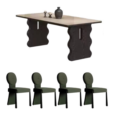 Black vintage sintered stone dining table set