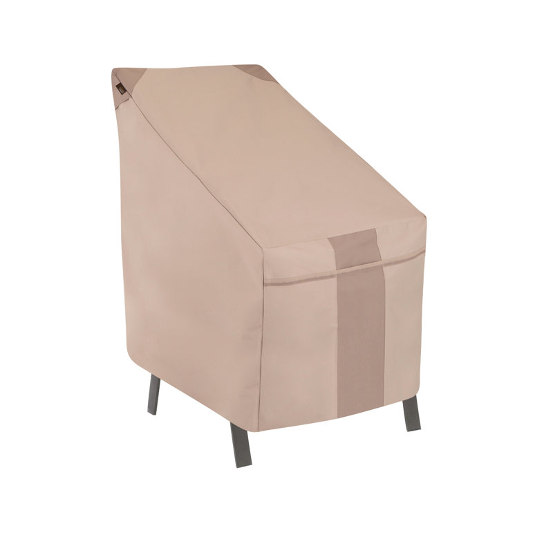 Beige Weather-Resistant High Back Patio Chair Covers, Set of 2