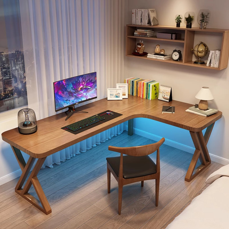 Bureau simple en bois massif en forme de L Simple, H 29,53 po x l 62,99 po x P 47,24 po