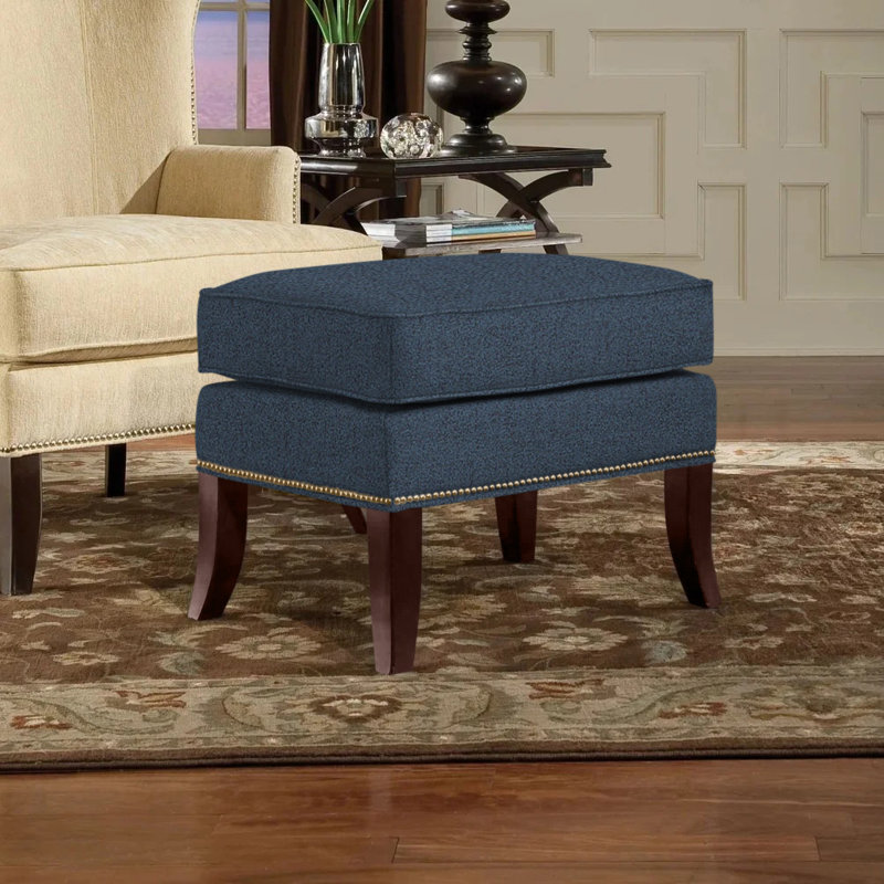 Repose-pieds standard avec rangement 24,5 po Andrew, Laiton brillant, Indigo 8789, Espresso