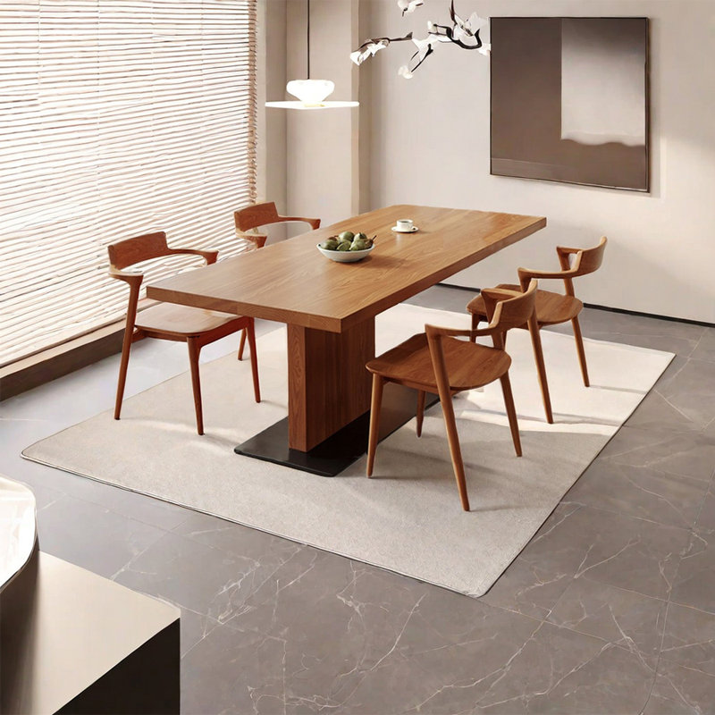 Solid wood ash dining table set, 29.53"H x 55.12"L x 27.56"W