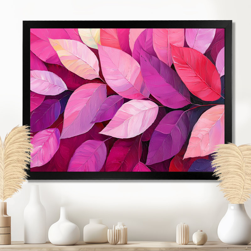 Magenta Leaves Blosoom III - feuilles, art mural, Reproduction encadrée d'une seule photo, H 30 po x l 40 po