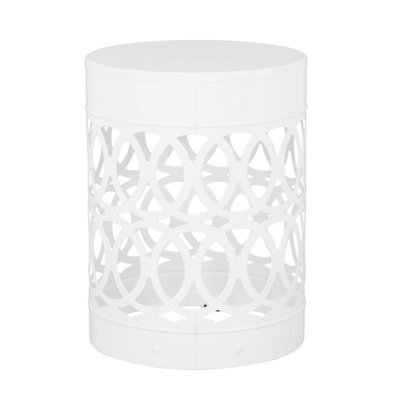 Modern Side Table with Iron Cut Design and No Assembly