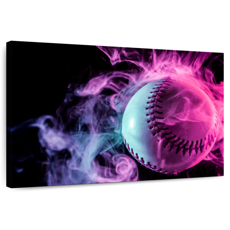 Sirci fumant une balle de baseball rouge, H 26 po x l 39 po