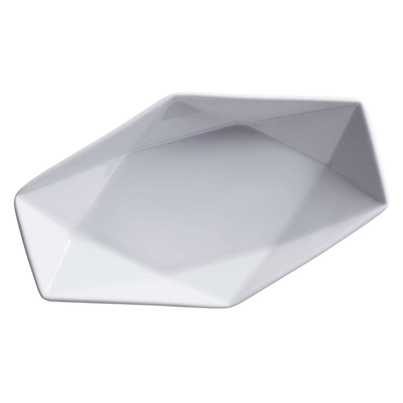 GET Assiette à apéritif géométrique en porcelaine haute résistance, 6 po, blanc (ensemble de 12)