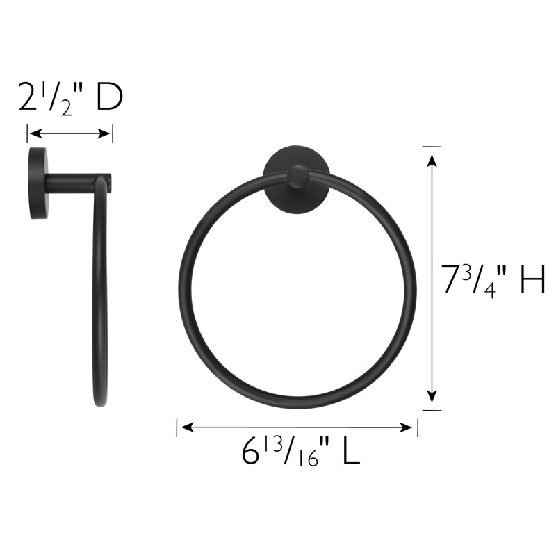 Design House Graz Park Towel Ring, Matte Black
