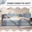 Lit de jour Gingham avec 2 tiroirs de rangement et port USB, forme ondulée-728224156-728224157