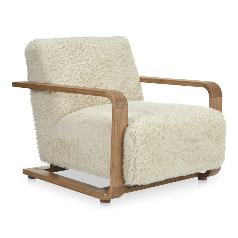 Chaise longue rembourrée Nellie, Fausse fourrure crème