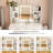 49.2"H Modern White Makeup Vanity Dressing Table With LED Lighted Mirror, Open Shelves, 2 Drawers, Hair Dryer Stand & Storage Bag