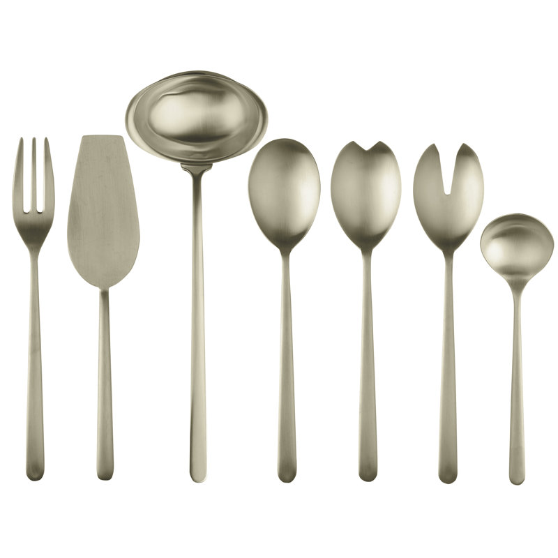Linea 7 - Piece Stainless Steel Flatware Set - Service for 1, Ice Champagne