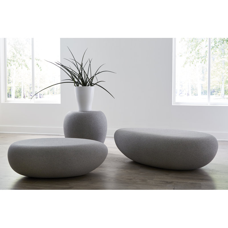 Dark Granite Oval Stone Side Table