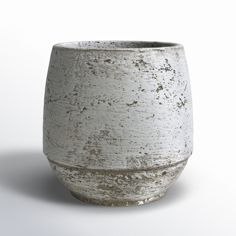 Pot de fleurs rond en ciment Camryn, H 12,4 po x l 12,2 po x P 12,2 po