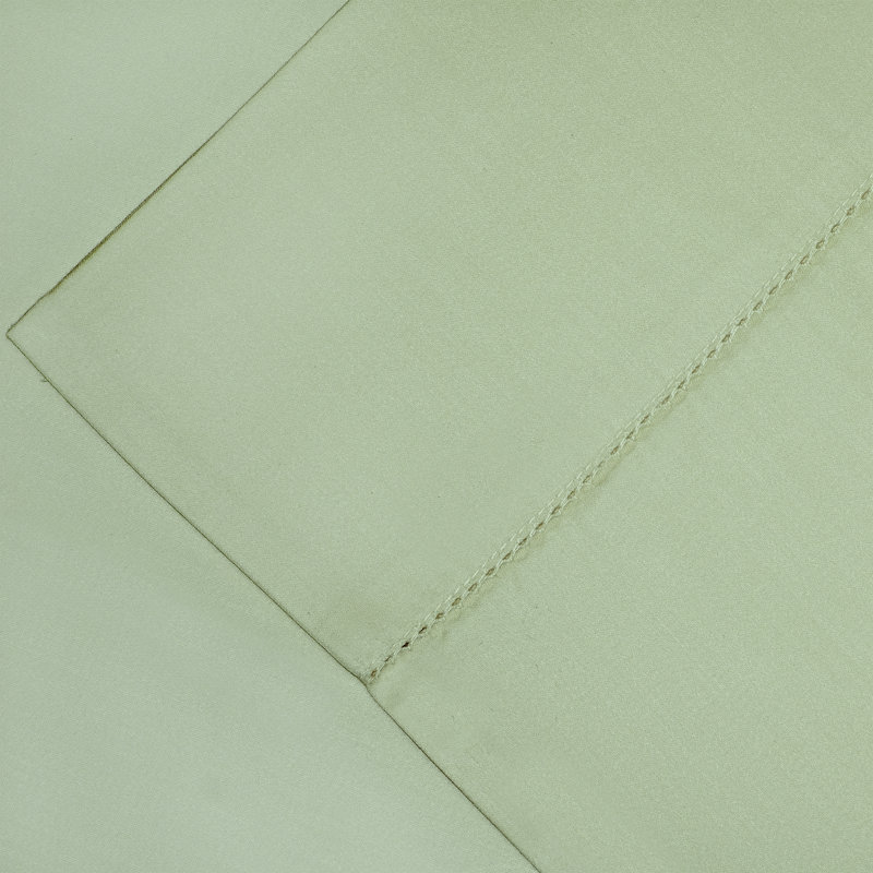 594 Solid Sateen 100% Cotton Sheet Set, Sage, Queen Sheet Set + Fitted Sheet + 2 Pillowcases