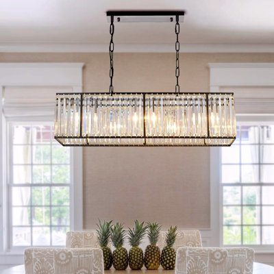 Lustre rectangulaire pour îlot de cuisine à 6 lumières Jenzel