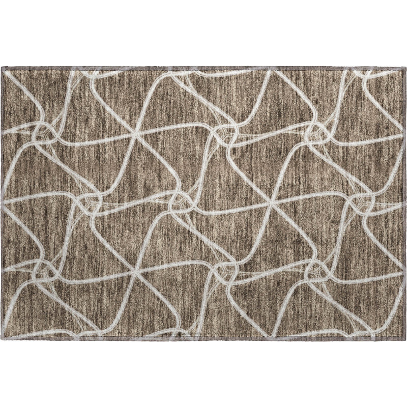 Premium Machine Washable Prisco Brown Rug, Rectangle 1'8" x 2'6"