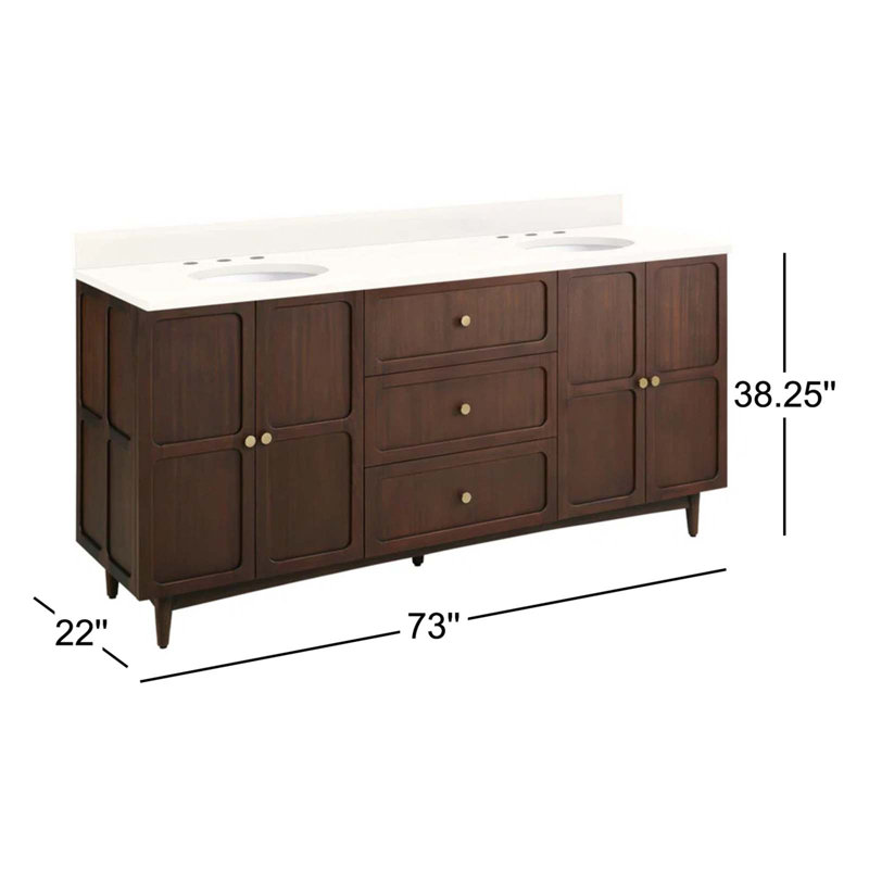 72" Delavan Vanity With Undermount Sinks, Arctic White Quartz, 72"