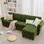 Canapé-lit escamotable de 106,5 po, canapé modulaire en L 4 places, canapé-lit 2 en 1, chargement sans fil, ports de chargement USB, matelas en mousse à mémoire de forme, espace de rangement, flanelle, vert-129678062
