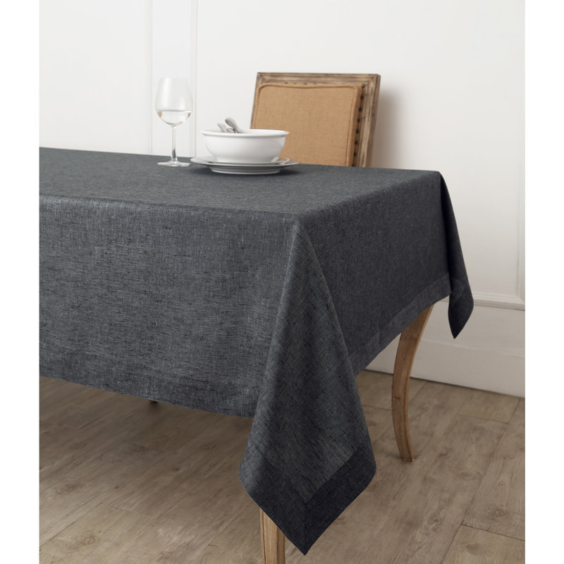 100% Pure Linen Tablecloth - Athena, 108" x 60", Charcoal Gray