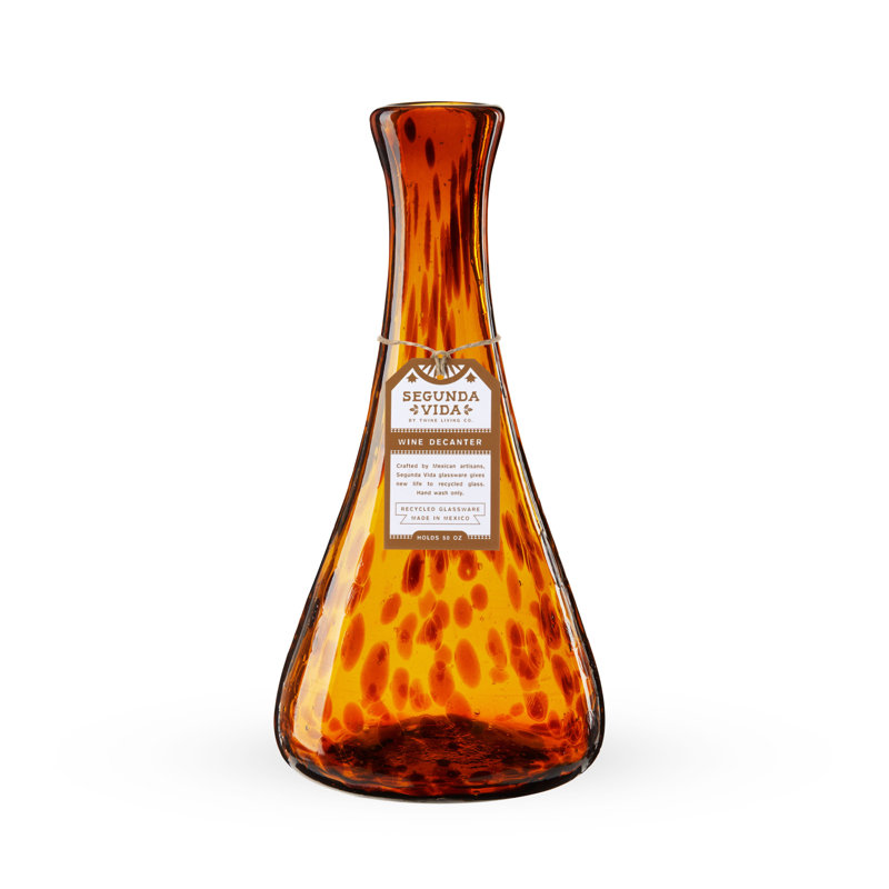 Amber Hand Blown Recycled Glass Wine Decanter