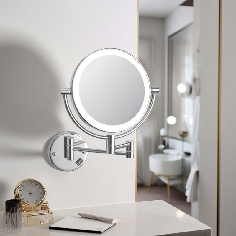 Miroir mural rond en métal, Chrome chrome