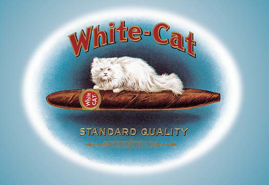 « white-cat cigares », affiche rétro, H 44 po x l 66 po x P 1,5 po