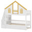 House-Style Bunk Bed with Integrated Storage Stairs and Pull-Out Trundle