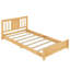 Lit plateforme simple en bois massif avec tête de lit - Lit de plancher à profil bas avec lattes de soutien, naturel-1603756327