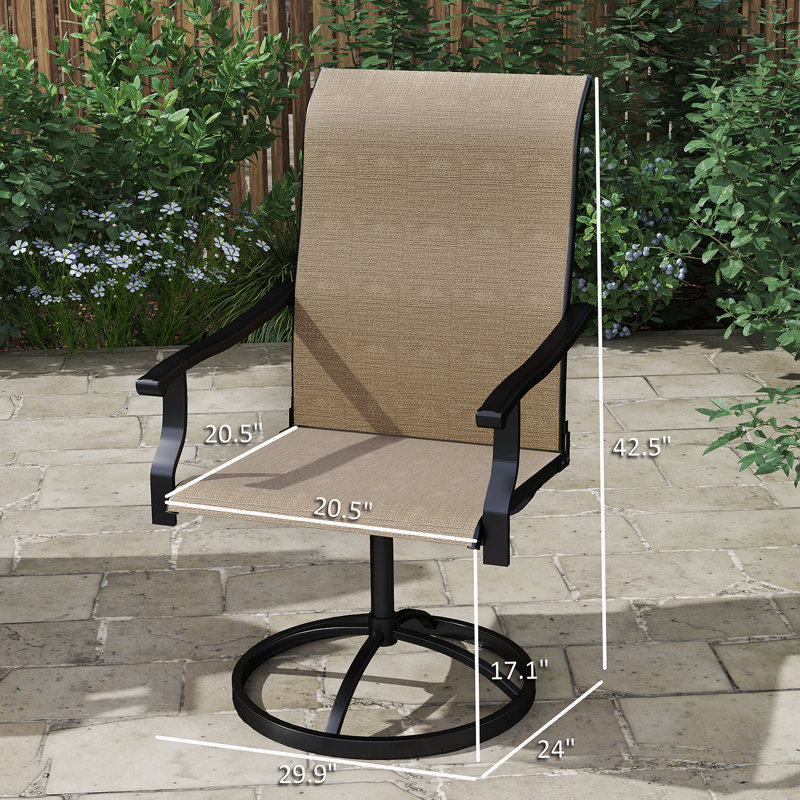 Ensemble de 2 chaises d'extérieur à haut dossier, chaises pivotantes, Brun