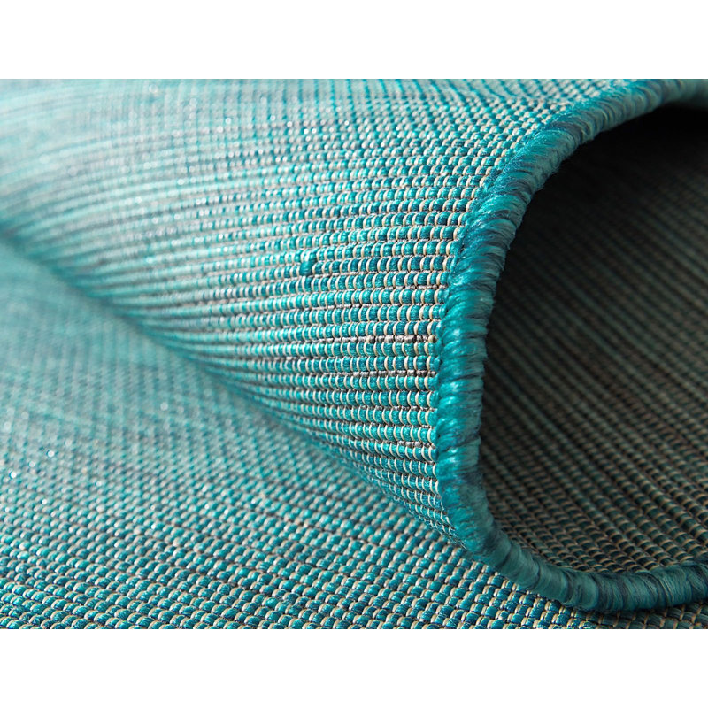 Outdoor Garden Variety Area Rug Aqua Color, Runner 2' x 6'